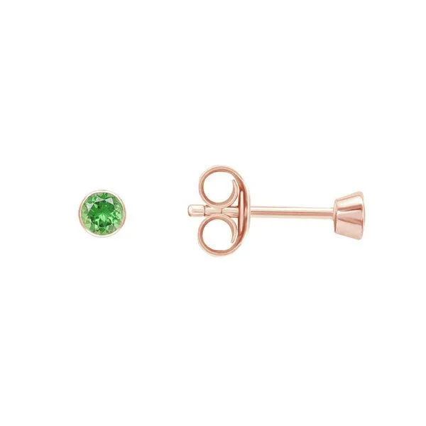 Eppi Eppi Minimalistische Ohrstecker mit Tsavorit Granaten in Bezelfassung Tofine, Rosa, – Produktbild 3 von 4