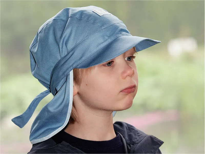 Pickapooh Pickapooh Baby und Kinder Sommerhut mit Nackenschutz UV-60 jeans Gr.48, Blau, – Produktbild 2 von 2