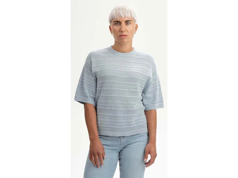 MELA Strukturiertes Strick T-Shirt Style AROHI | von MELA | Fairtrade & GOTS zertifiziert, Cloudy blue, – Produktbild 1 von 5