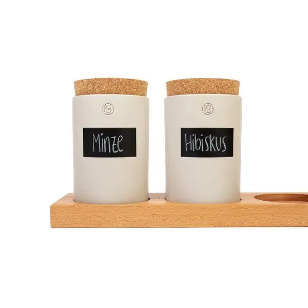 klotzaufklotz klotzaufklotz Vorratsdosenregal Buche, Warmgraue dosen, – Produktbild 1 von 5