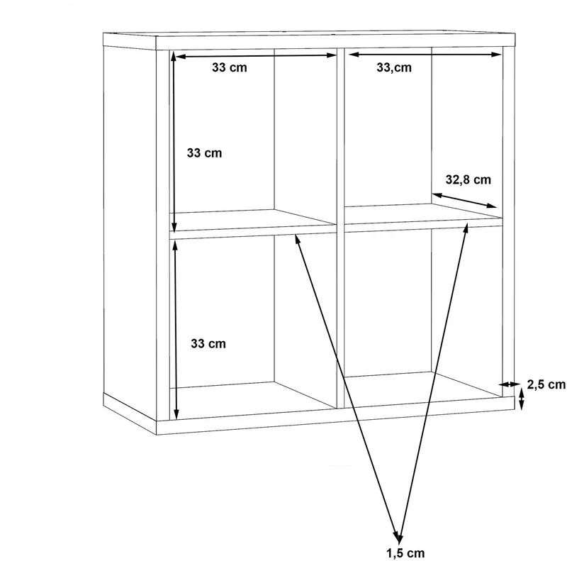 FORTE Standregal Mauro, Fachgröße 33x33cm, 4 Fächer, Grün, – Produktbild 1 von 5