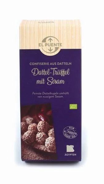 El Puente El Puente Vegane Bio-Dattel-Trüffel Kugeln mit Sesam | Fair Trade | Bio-zertifiziert | Vegan | Glutenfrei, Mehrfarbig, – Produktbild 1 von 1