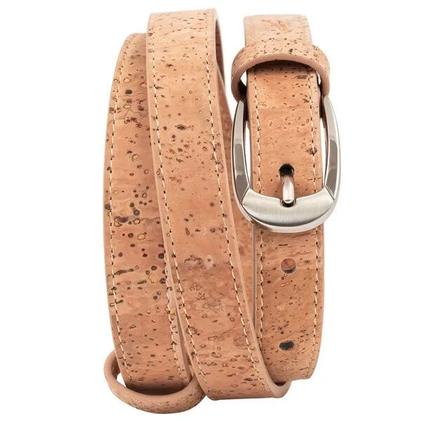 Simaru Simaru Damen Gürtel aus Kork mit edler Schnalle, Veganer Gürtel PortoAlegre, Beige, – Produktbild 3 von 4