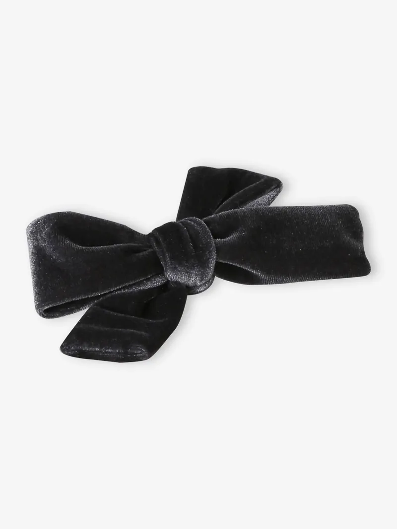 Vertbaudet Mädchen Accessoires: Haarreif & Haarspange aus Samt, Anthrazit, – Produktbild 4 von 4