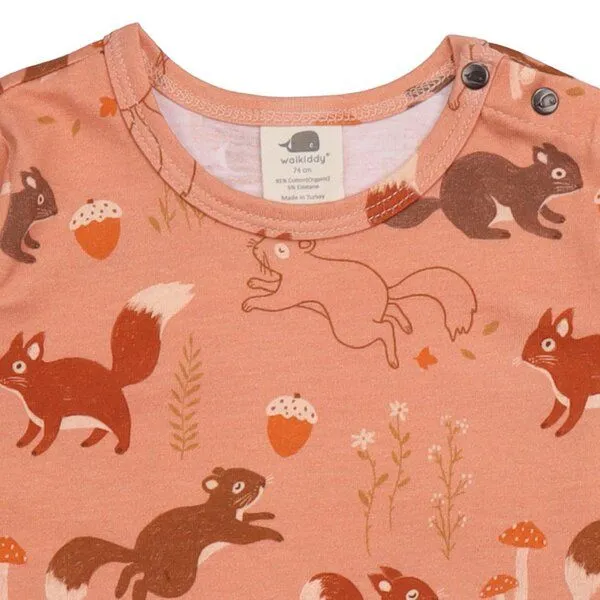 Walkiddy Walkiddy Kinder Langarmshirt GOTS-zertifiziert aus Bio-Baumwolle terrakotta mit Eichhörnchen-Muster, Braun, – Produktbild 3 von 3
