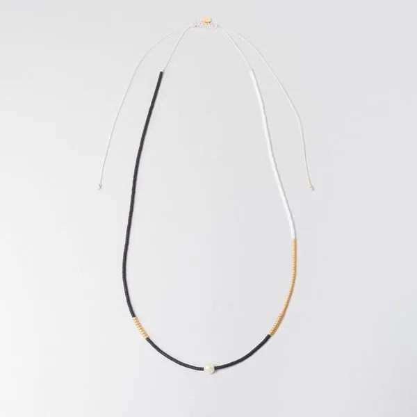 fejn jewelry fejn jewelry Kette 'miyuki & pearl', Black & white, – Produktbild 3 von 4