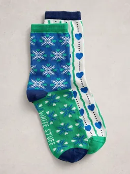 White Stuff 2er-Pack Socken Herz-Print - 36-38 – Produktbild 1 von 1