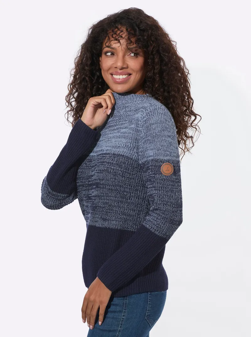 Witt Stehkragenpullover bleu-marine-geringelt, Bleu-marine-geringelt, – Produktbild 2 von 2
