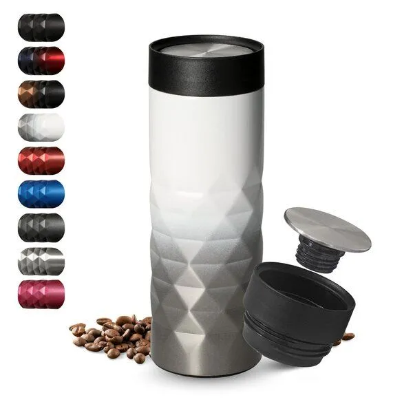 elasto elasto Thermobecher 440 ml aus Edelstahl - doppelwandiger Kaffeebecher to go - auslaufsicherer Isolierbecher, Weiss, – Produktbild 1 von 4