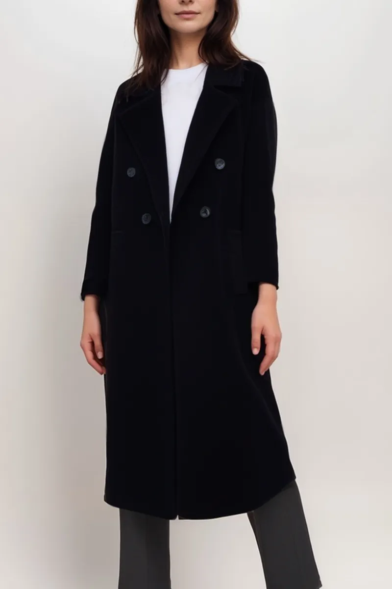 Will's Vegan Store Will's Vegan Store Damen vegan Mantel Zweireihig Vegan Wolle Schwarz, Schwarz, – Produktbild 2 von 2