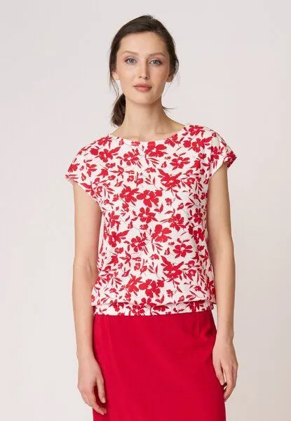 LANA Organic LANA Organic Blumenshirt aus Bio Baumwolle, Modell Leda, Delia tomate, – Produktbild 1 von 4