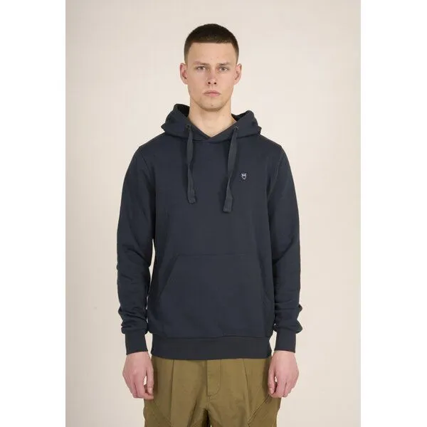 KnowledgeCotton Apparel KnowledgeCotton Apparel Kapuzenpullover - Elm Hood Basic Badge Sweat GOTS Vegan, Blau (total eclipse), – Produktbild 1 von 3