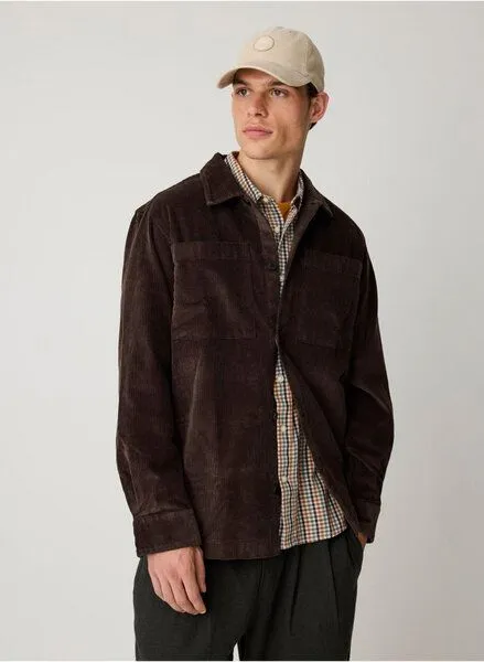 KnowledgeCotton Apparel KnowledgeCotton Apparel Lockeres Cord-Overshirt aus Bio-Baumwolle, Braun-chocolate-torte, – Produktbild 1 von 4