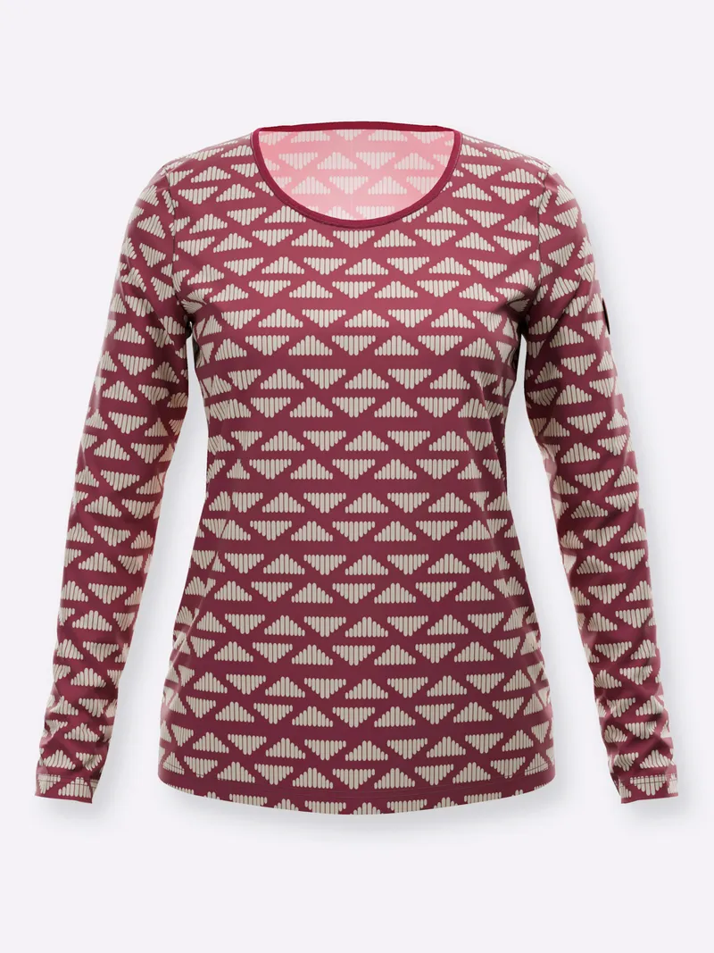 Witt Ringelshirt bordeaux-sand-bedruckt, Bordeaux-sand-bedruckt, – Produktbild 1 von 2