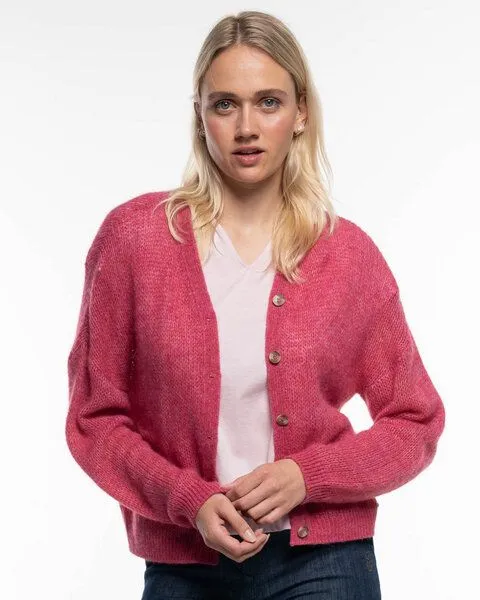 Alma & Lovis Alma & Lovis Leichte Strickjacke aus feinem Alpakagarn | Light Jacket, Cherry (pink), – Produktbild 1 von 3