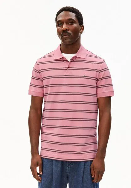 ARMEDANGELS ARMEDANGELS STRIPED POLO Herren Polo-Shirt aus 100% Bio-Baumwolle, Washed berry-granit, – Produktbild 1 von 4