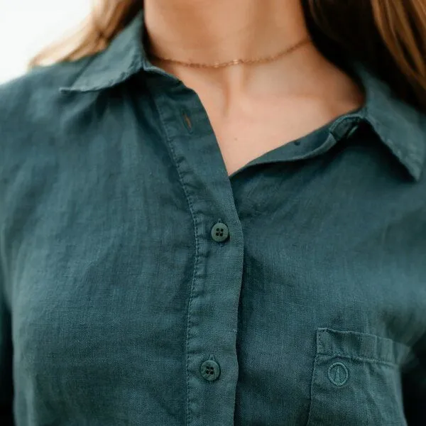 NORDLICHT NORDLICHT Leinen Bluse aus 100% Leinen CILIA, Grün, – Produktbild 4 von 4