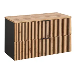 Lomadox Waschbeckenschrank XANTEN-56 100 cm in anthrazit mit Eiche Nb. schwarz gerillt – Produktbild 1 von 1