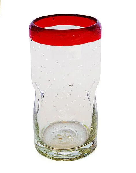 GLOBO Fair Trade GLOBO Fair Trade Trinkglas CRUSHED, aus Recyclingglas, mundgeblasen, viele Designs, Rot, – Produktbild 1 von 1