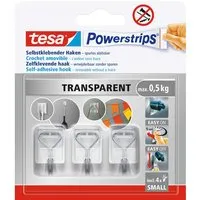 Tesa tesa Selbstklebende Draht-Wandhaken "Powerstrips" bis 0,5 kg, transparent, 3er-Pack – Produktbild 1 von 1