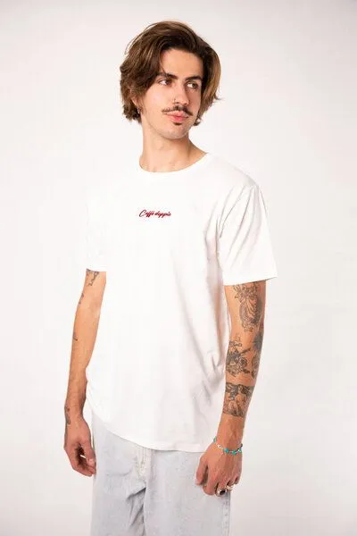Coffee Fashion Coffee Fashion Caffé doppio | Besticktes Organic Baumwoll T-Shirt, Weiss, – Produktbild 2 von 3