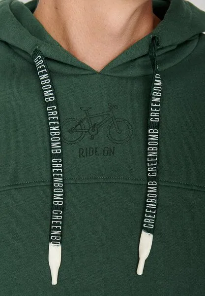 GreenBomb GREENBOMB Bike Ride on Fifty - Lässiger Hoodie aus Bio-Baumwolle / hochwertiger Stick / Fair & Vegan, Grün (bottle green), – Produktbild 2 von 4