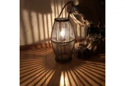 Annastore Laterne aus Bambus mit Henkel und Glaszylinder Bambuslaterne Gartenlaterne, Windlicht aus Bambus – Produktbild 1 von 1