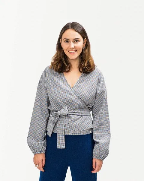 MATONA Matona Wickelbluse für Frauen aus weichem Flannel und in trendigem Karomuster / Flannel Wrap Blouse, Pepita, – Produktbild 1 von 4