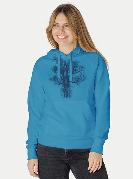 Peaces.bio - handbedruckte Biomode Peaces.bio - handbedruckte Biomode Bio-Damen-Kapuzensweater Chestnut, Türkis, – Produktbild 2 von 3