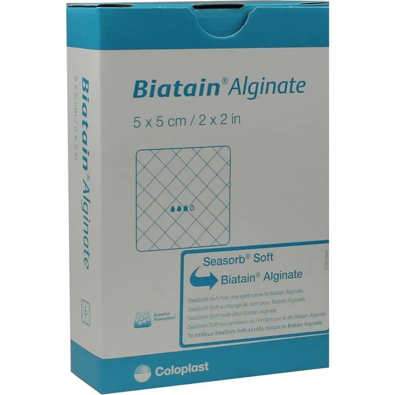 Coloplast BIATAIN Alginate Kompressen 5x5 cm 10 St Verband – Produktbild 1 von 1