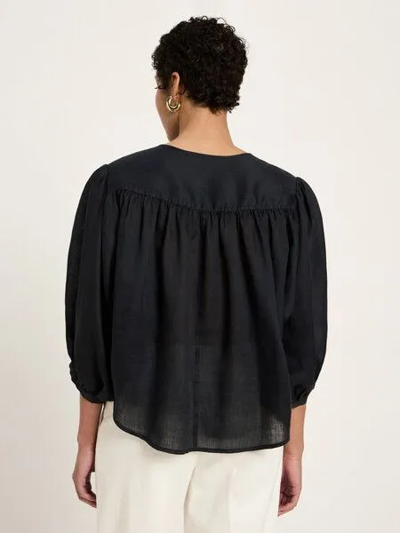 LANIUS LANIUS Bluse mit Kräuseln aus Ramie, Onyx, – Produktbild 4 von 4