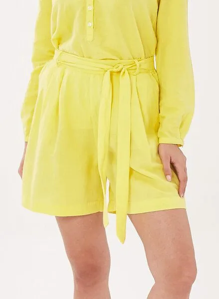 ORGANICATION ORGANICATION Shorts aus Leinengemisch mit Bindegürtel, Lemonade, – Produktbild 1 von 4