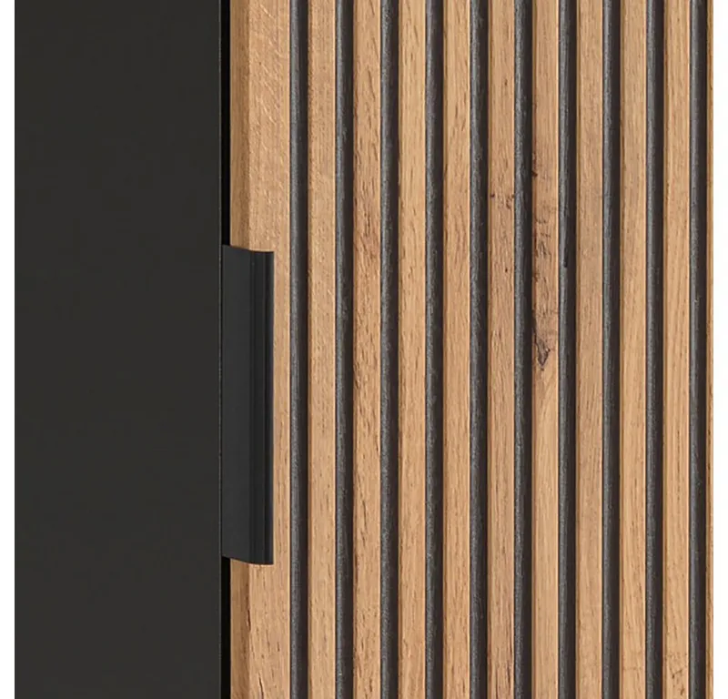 Lomadox Hängeschrank XANTEN-56 anthrazit, Wotan Eiche Nb., Tür, B/H/T: 35/35/22 cm, Braun|grau, – Produktbild 4 von 5