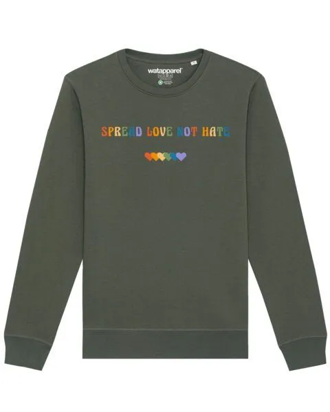 watapparel watapparel Sweatshirt Unisex Spread Love not Hate, Khaki, – Produktbild 1 von 3