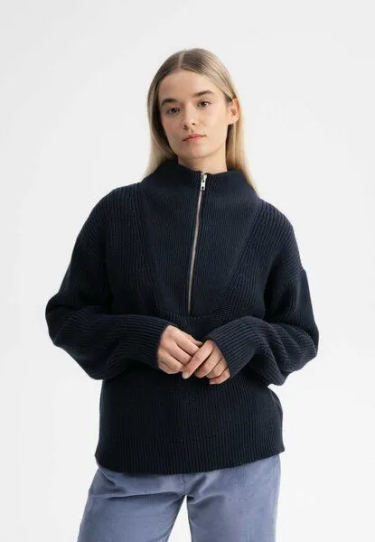 MELA MELA Rippstrick Troyer Style KIMAYA aus 100% Bio-Baumwolle, Navy, – Produktbild 1 von 4