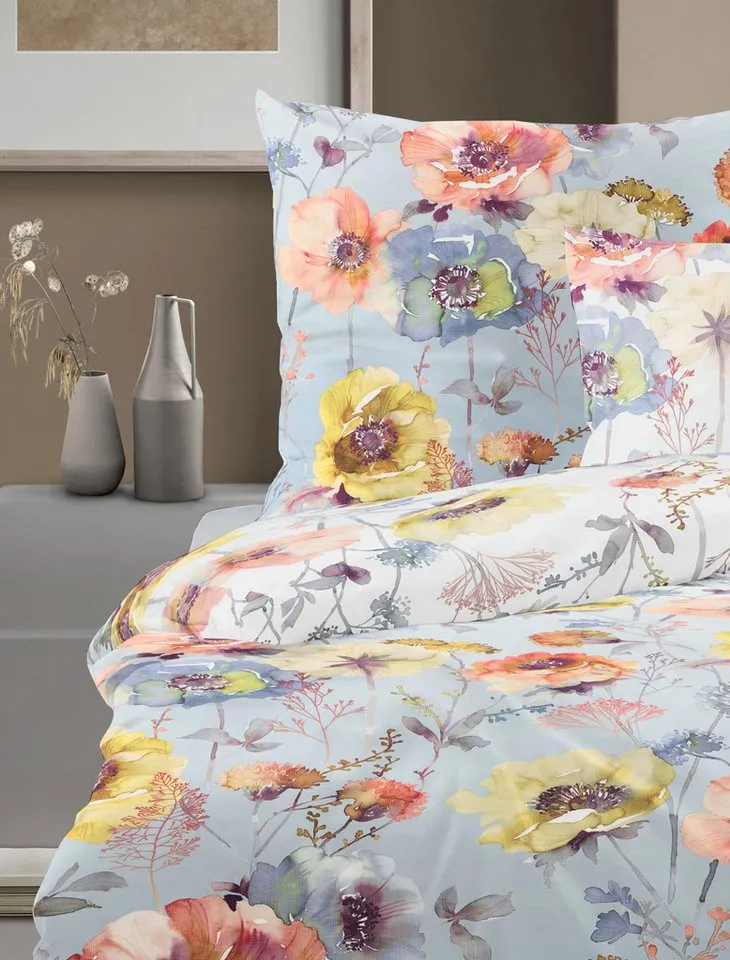 irisette irisette Bettwäsche Lotus 8538, Lyocell, 2 teilig, atmungsaktiv, temperaturausgleichend, Blau, – Produktbild 5 von 5