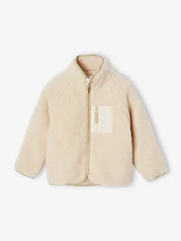 Vertbaudet Vertbaudet Übergangsjacke aus Teddyfleece mit er Paspelierung Mädchen vanille – Produktbild 1 von 1