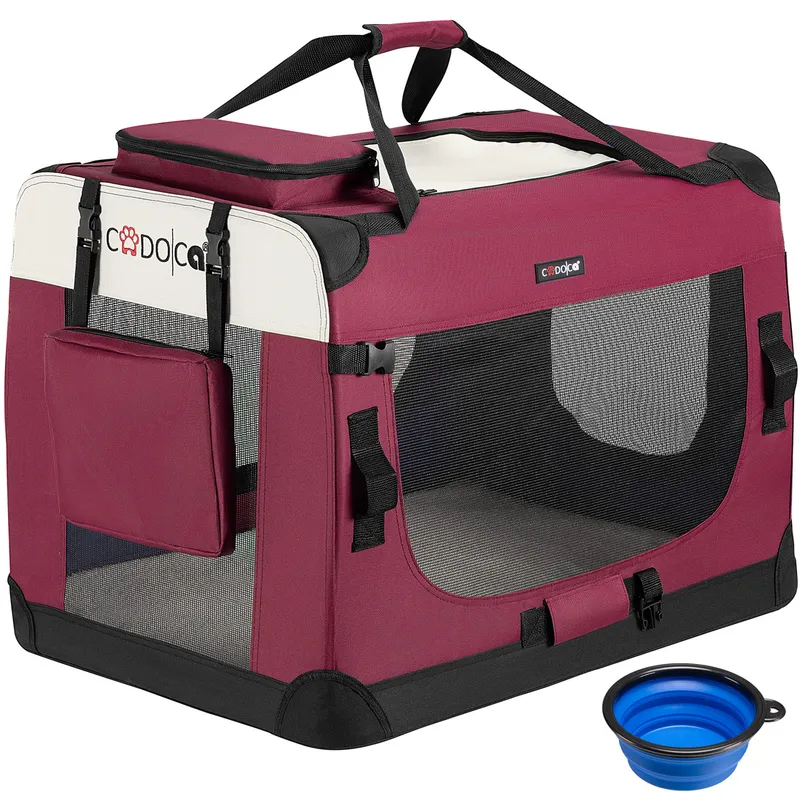 Casaria® Casaria Cadoca Tiertransportbox L 70x52x50cm dunkelrot – Produktbild 1 von 1