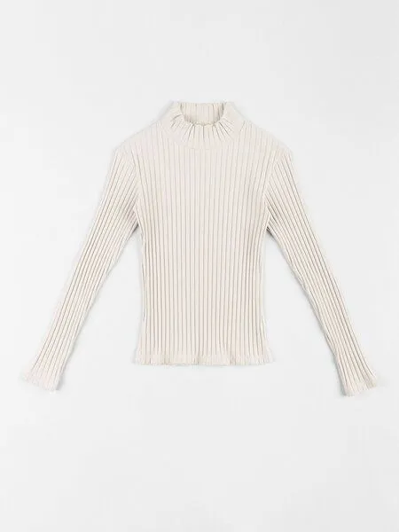 Rotholz Rotholz Langarmshirt - Longsleeve Mockneck - aus einem Biobaumwolle/Elastan Mix, Off white (weiß), – Produktbild 1 von 3