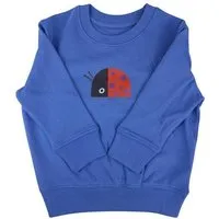 MelaDi Meladi Kinder Sweater aus Biobaumwolle - Marienkäfer auf Aqua Blue, Blue, – Produktbild 1 von 1