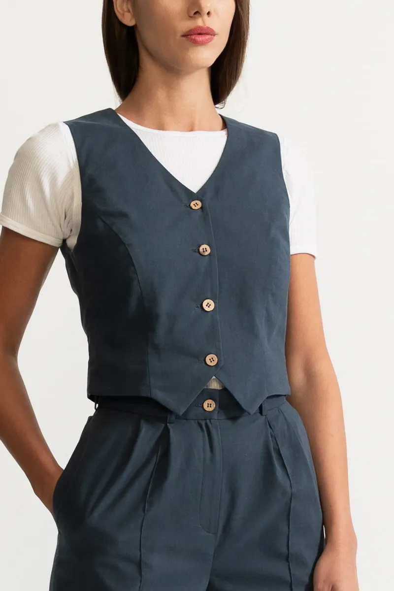 De IONESCU De IONESCU Damen vegan Weste Figa, Dunkelgrau, – Produktbild 2 von 2