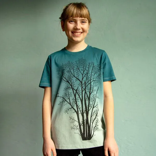 Cmig Cmig Kinder T-shirt Erle mit Elster, Blauer farbverlauf, – Produktbild 1 von 3