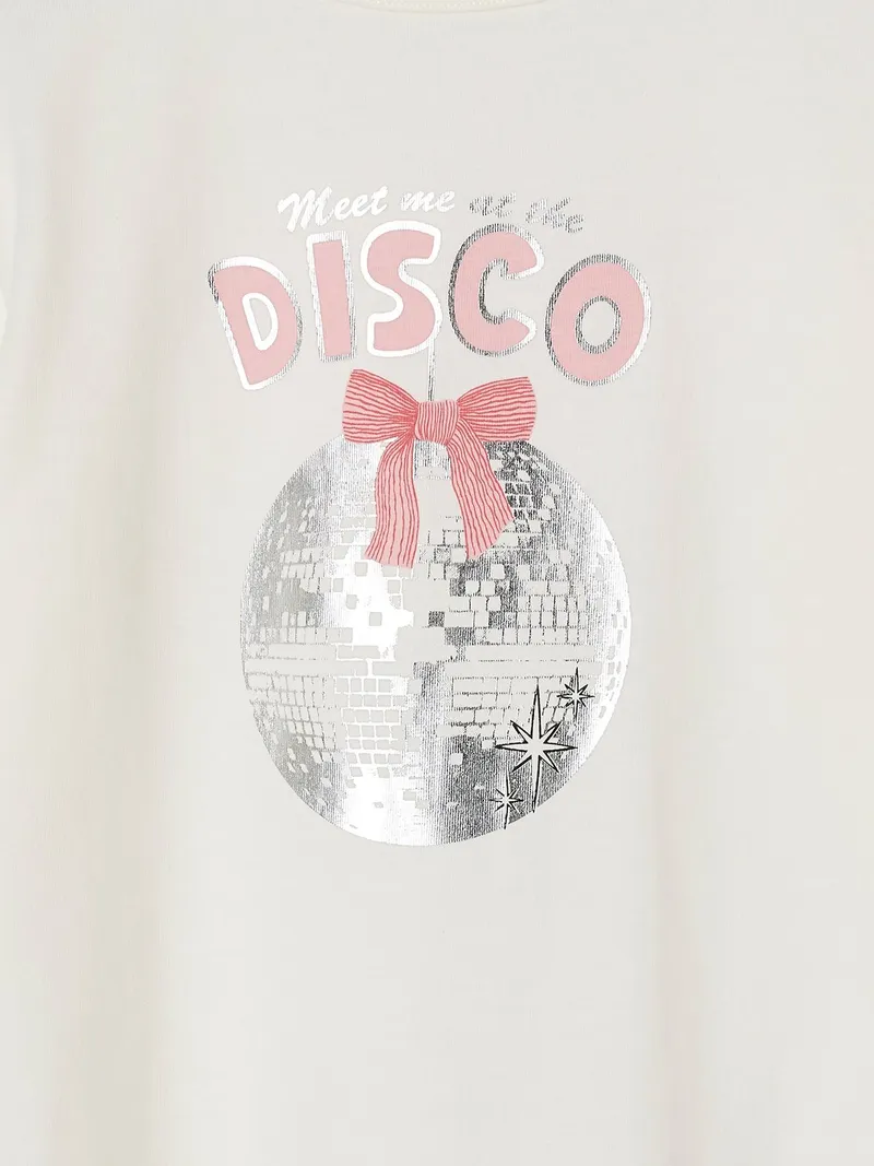 Vertbaudet Mädchen Shirt mit Metallic-Print und Baumwolle, Weiß, – Produktbild 4 von 4