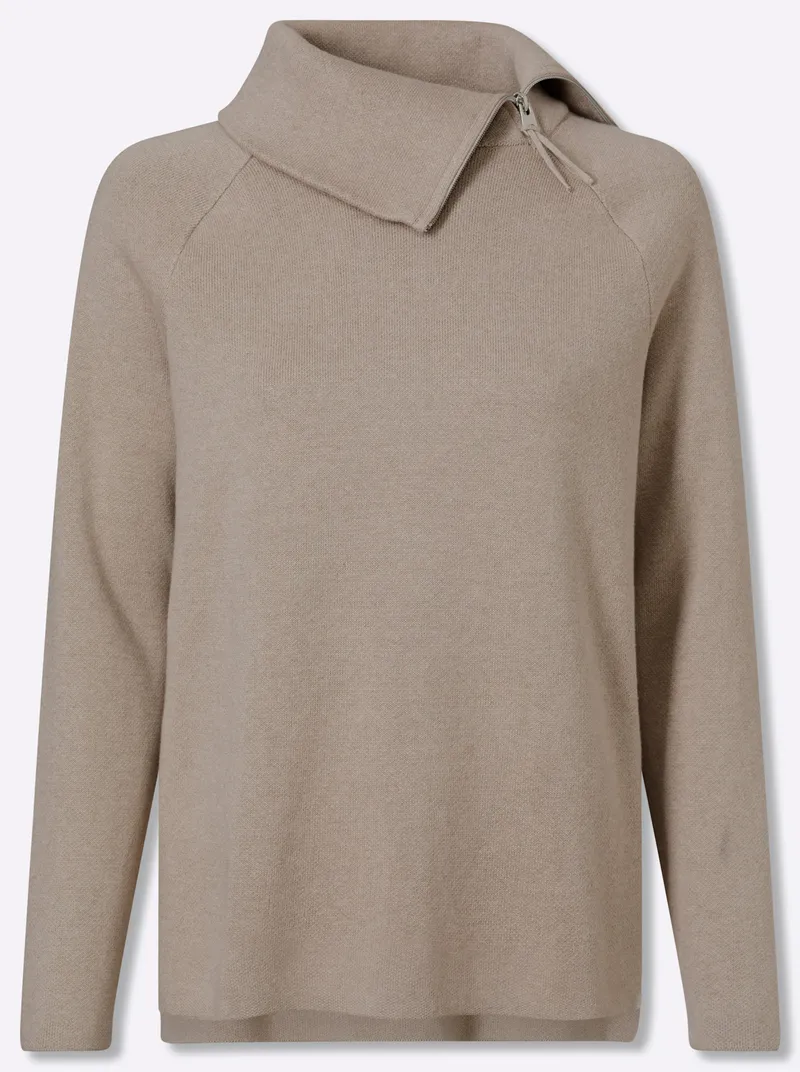heine Langarm-Pullover, Sesam-meliert, – Produktbild 1 von 2