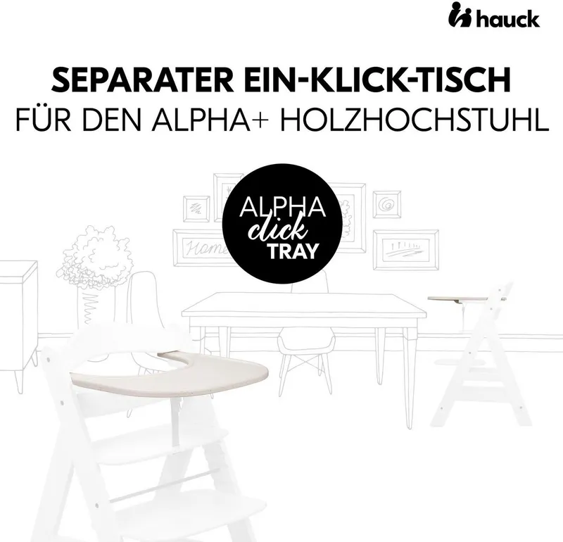 Hauck Hauck Hochstuhltablett Alpha Click Tray, Speckle Beige, Kunststoff, aus recyceltem Material, Beige|weiß, – Produktbild 3 von 5