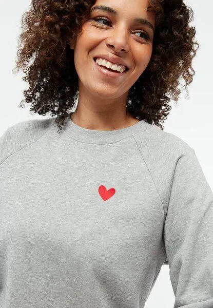 Givn Berlin Givn Berlin Sweater GBYARA (Heart) aus Bio-Baumwolle mit Stickerei, Grey melange, – Produktbild 3 von 4