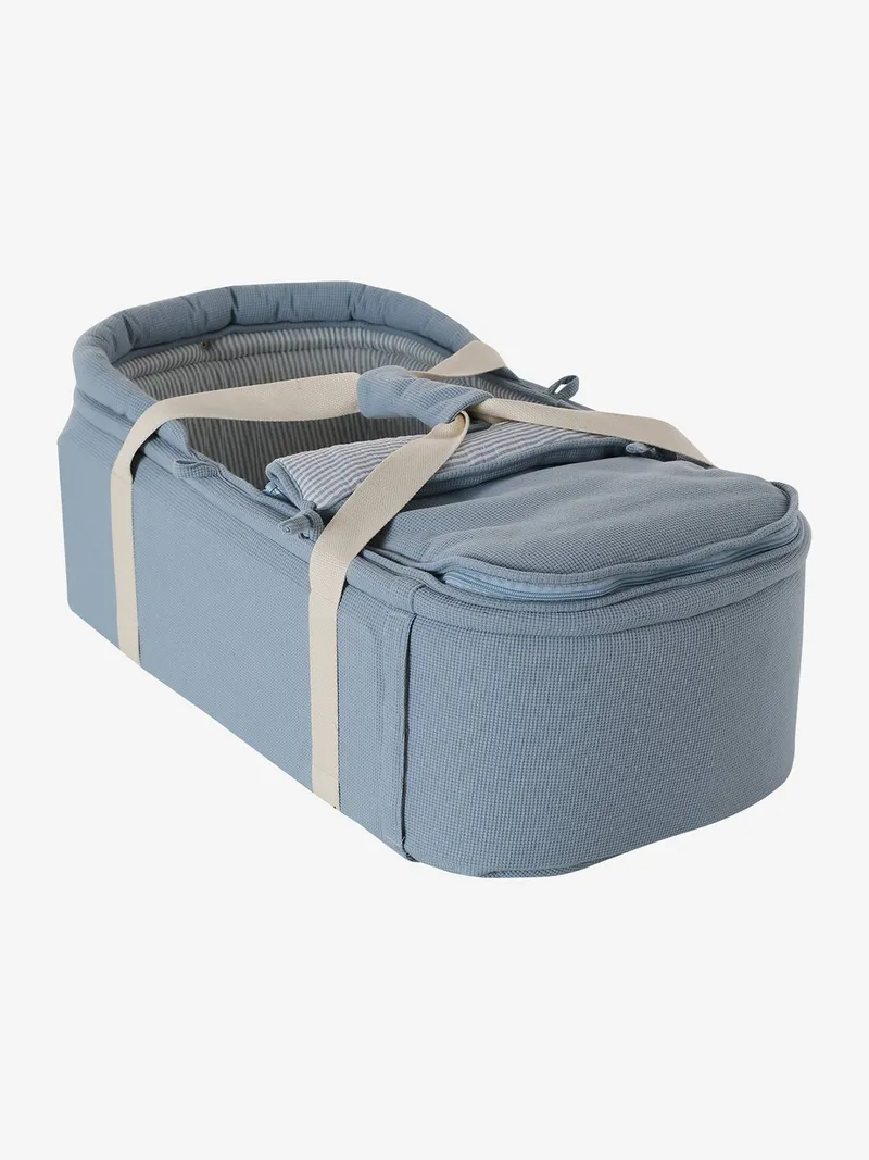 Vertbaudet Soft-Tragetasche Baby mit Musselin, Graublau, – Produktbild 2 von 3
