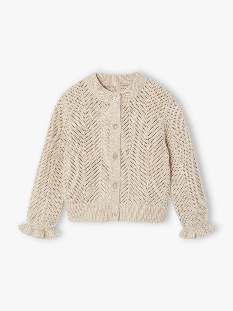 Vertbaudet Strickjacke mit Glitzereffekt Mädchen, Beige, – Produktbild 2 von 3