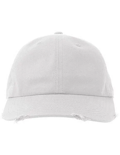 Atlantis Headwear Atlantis Headwear Atlantis Unisex Cap Basecap Cappy Kappe Destoyed Effekt mit unstrukturierter Krone erhätlich in 7 Farben Dad Hat Destroyed-S, Weiss, – Produktbild 1 von 2