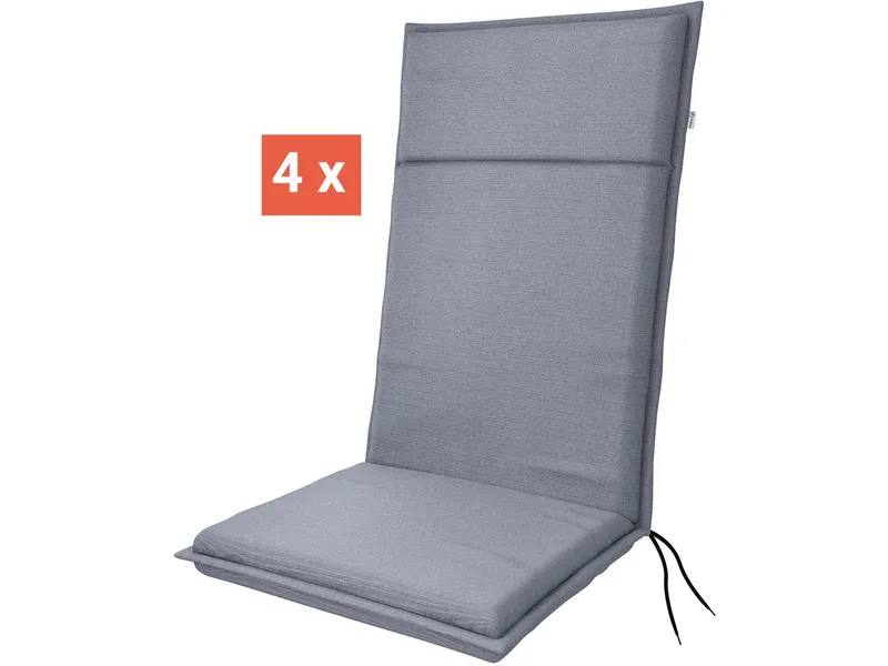 Doppler doppler Auflage "LIFE" für Hochlehner, 4er-Pack, 119x48x4 cm, Polyester, grau/blau – Produktbild 1 von 1